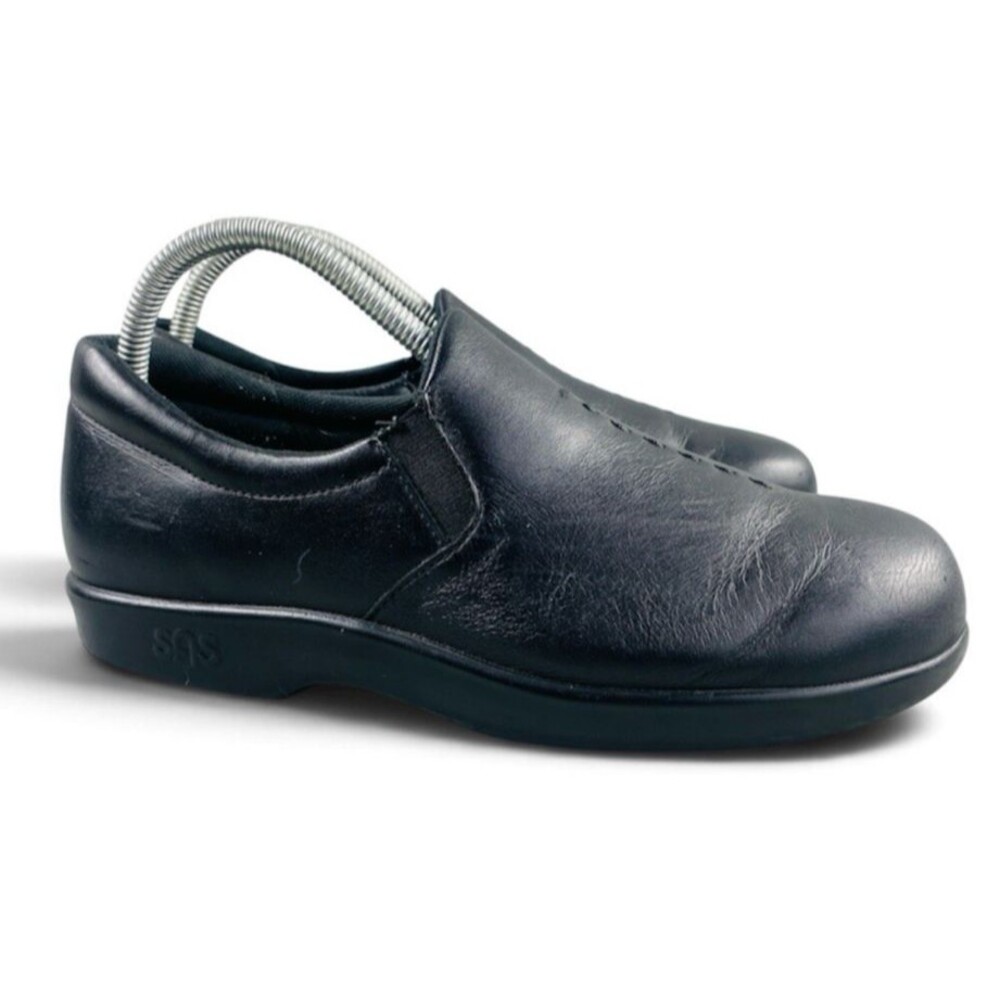 SAS Viva Tripad Comfort Slip On Black Leather Comfort Casual Loafers Womens 8W
